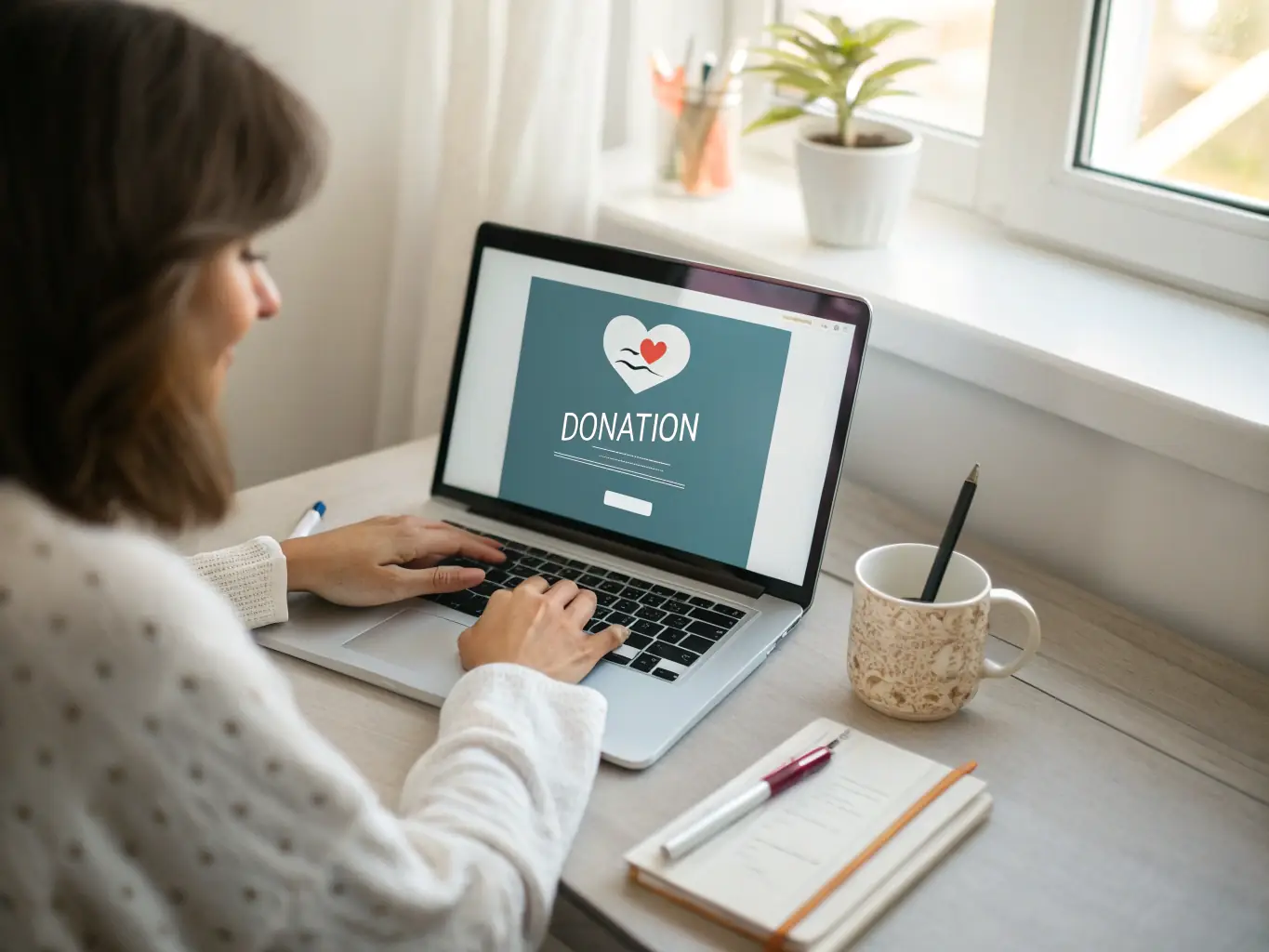 A person making an online donation through a secure platform, highlighting the ease and importance of financial contributions to support the organization's programs.